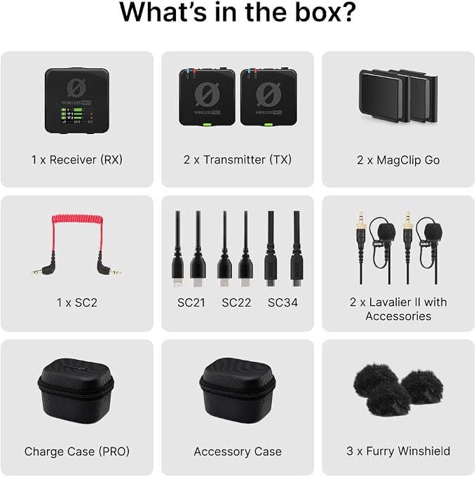 RØDE Wireless PRO Compact Wireless Microphone System with Timecode, 32-bit Float On-board Recording, 2 Lavalier Microphones and Smart Charge Case for Filmmaking and Content Creation | 32-bit Float On-board Recording, 2 Lavalier Microphones and Smart Ch... - Image 9