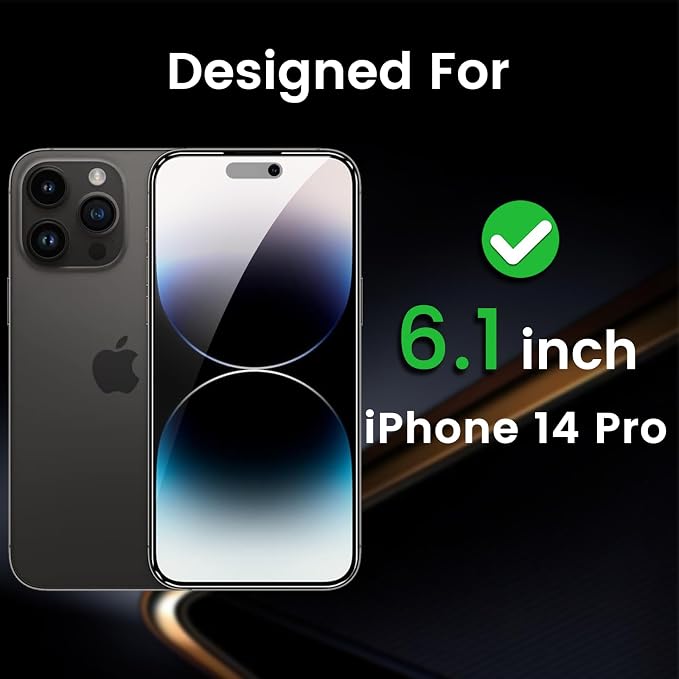 Romkasi 3 Pack Privacy Screen Protector for iPhone 14 Pro 6.1 Inch with 3 Pack Camera Lens Protector, Anti Spy Tempered Glass Film, Anti-Scratch, Touch Sensitive, Case Friendly - Image 3