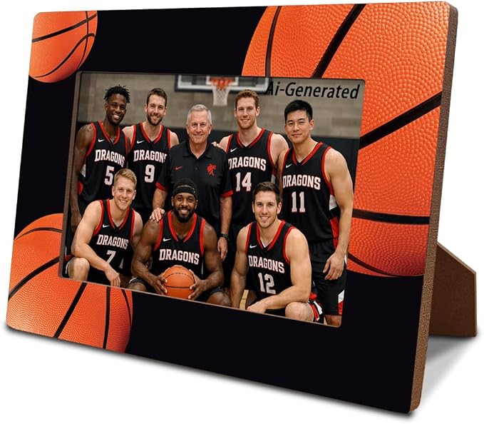 Basketball Picture Frame for 4x6 Photo, Sports Team Photo Frame with Easel Back, Basketball Decor for Desk Shelf, Gift for Coach Players Boys Girls Team Senior Night by Unknown