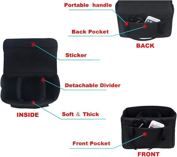 Camera Inserts Lens Padded Insert Liner DSLR SLR Protective Bag Camera Cube Roomy Case Waterproof Foldable pouch for Camera Lens Accessories Sony Canon Nikon Olympus (Black) - Image 2