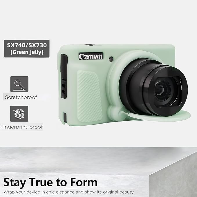 Camera Case for Canon PowerShot SX740/ SX730 Digital Camera, SX740 HS Case | Soft Silicone Protective Case Removable Lens Cover, Comes with 2 Screen Protectors and 1 Wrist Strap. (Green Jelly) - Image 7