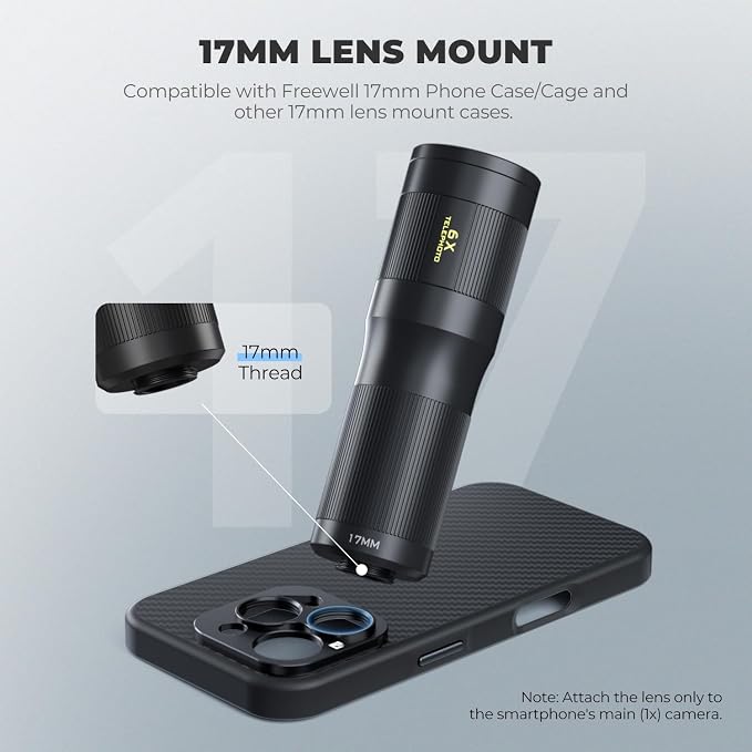 Freewell 6X Telephoto Lens for Smartphones | 17mm Thread Professional Zoom Lens for iPhone & Samsung - Image 4