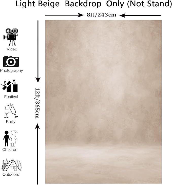 Abstract Photography Backdrop for Photoshoot 8x12ft, Beige,No Stand | Professional,Polyester Fabric,Roller Pocket on Top,Vintage Portrait Photo Props Booth Background,Photoshoot Studio - Image 4