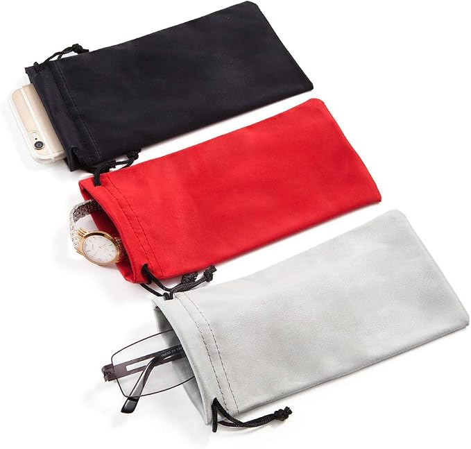 TRIUMPH VISION Glasses Case Soft Eyeglass Case Sunglass Pouch Cloth 3 Pack | Thick Microfiber Pouch Drawstring Pouch Eye Glass Bag Sunglasses Sleeve Storage, Lens Protection Cover,Cleaning Lens Screen - Image 7