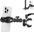Mippko Phone Holder Clamp Mount for Treadmill/Spin Bike/Baby Stroller/Golf Cart/Music Stand/Microphone Stand/Handlebar,Compatible with 3.5~7.5" iPhone/Smartphone,360°Adjustable Aluminum Alloy Mount by Mippko
