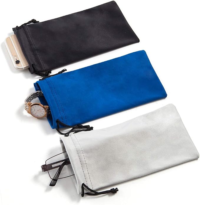TRIUMPH VISION Glasses Case Soft Eyeglass Case Sunglass Pouch Cloth 3 Pack | Thick Microfiber Pouch Drawstring Pouch Eye Glass Bag Sunglasses Sleeve Storage, Lens Protection Cover,Cleaning Lens Screen - Image 7