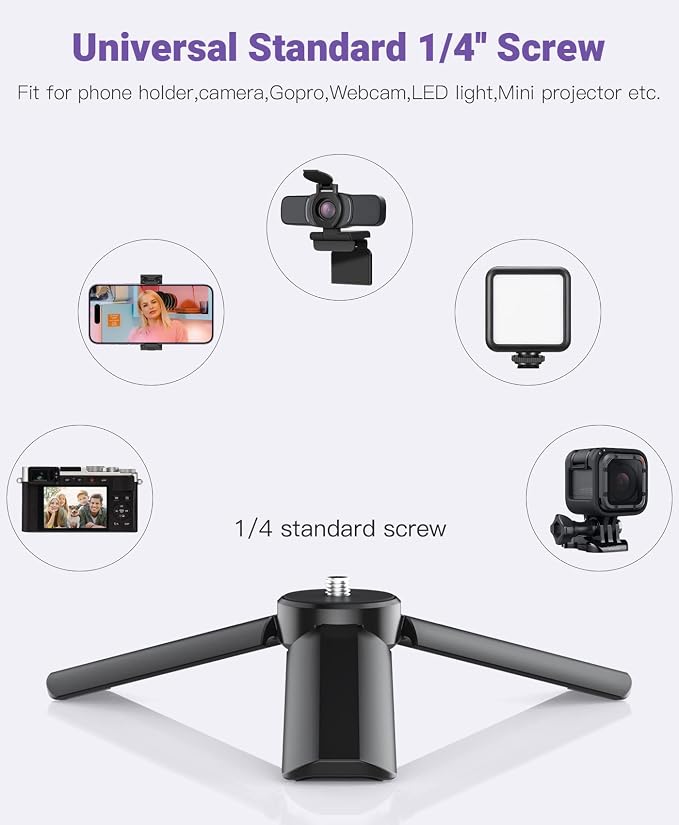 Anozer Mini Tripod with Universal Phone Holder & Cold Shoe, Camera Tripod | Lightweight Phone Stand & Camera Tripod, Compatible with iPhone 14 Pro Max/14 Pro, GoPro, Webcam, Mini Projector - Image 5