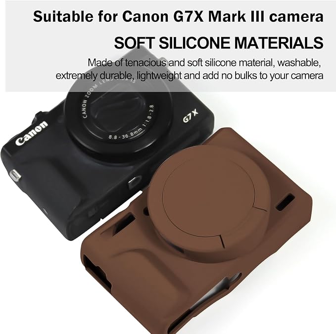 Easy Hood Camera Case Cover for Canon Powershot G7X Mark III Camera(Brown) | With Removable Lens Cover,Soft Silicone Protective Case,Anti-Scratch,Slim Fit,Enhanced Grip,Lightweight Camera Accessories - Image 5