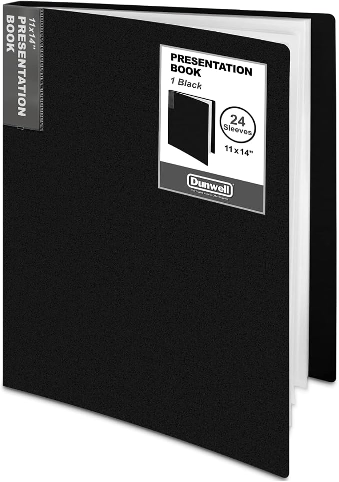 Dunwell 11x14 Binder with Sleeves (Black), 24 Pockets Display 48 Pages, Large Folder with Plastic Sleeves,11x14 Presentation Book with Protector Sleeves, Kids Art Portfolio 14x11,Clear Pages,Vertical | Clear Plastic Sleeves, Presentation Book, For Docu... - Image 8