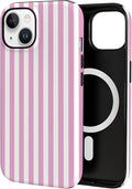 TPU Phone Case for iPhone 15, MagSafe Wireless Charging Compatible, Shockproof Slim Fit Protective Cover with Anti-Yellowing & Raised Camera Protection (Pink Stripe, iPhone 15) by Unknown