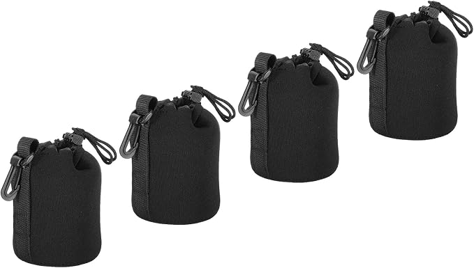 PATIKIL Camera Lens Bag, 4 Pcs 3.3" ID x 5.5" H Drawstring Lens Pouch with Thick Protective Neoprene, Lens Case for DSLR Camera Lens, Water Coffee Cups Black by PATIKIL