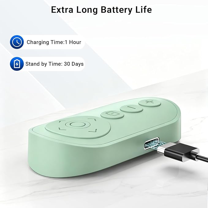 Rechargeable Camera Remote for iPhone Android, Zoom Control | Zoom Control | Front/Rear Camera Switch, Photo & Video Shutter, TikTok Scrolling, Page Turner, bluthooth 10m Wireless Clicker - Image 6