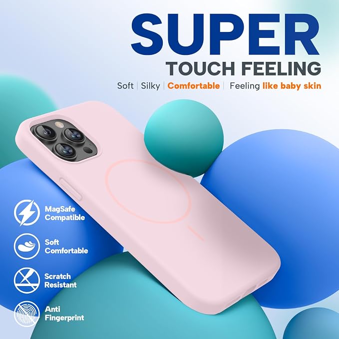 Miracase Silicone & Magnetic for iPhone 12 Pro Max Case, Sand Pink | Compatible with MagSafe, Soft Microfiber Lining, Premium Silicone Case Shockproof Drop Protection Phone Case for 12 Pro Max - Image 4