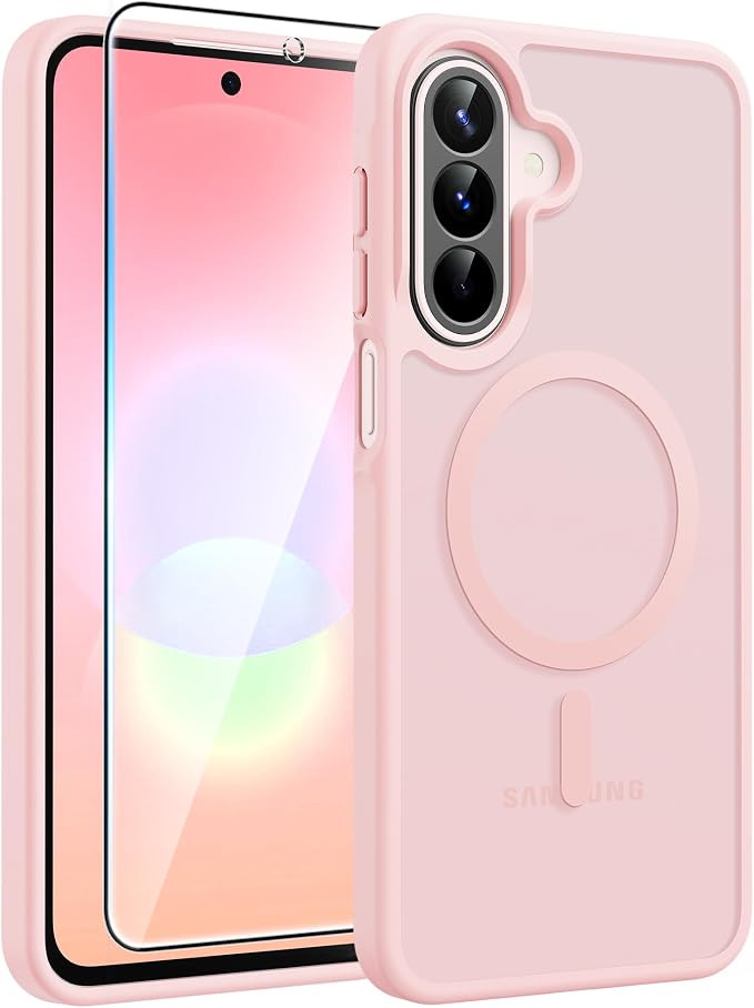 FNTCASE for Galaxy A27 5G Phone Case, Fit for Magsafe, Screen Protector | Translucent Matte, 14FT Military Grade Drop Protection, Slim Shockproof Protective, for Samsung A 27 4G Cover, Light Pink by FNTCASE