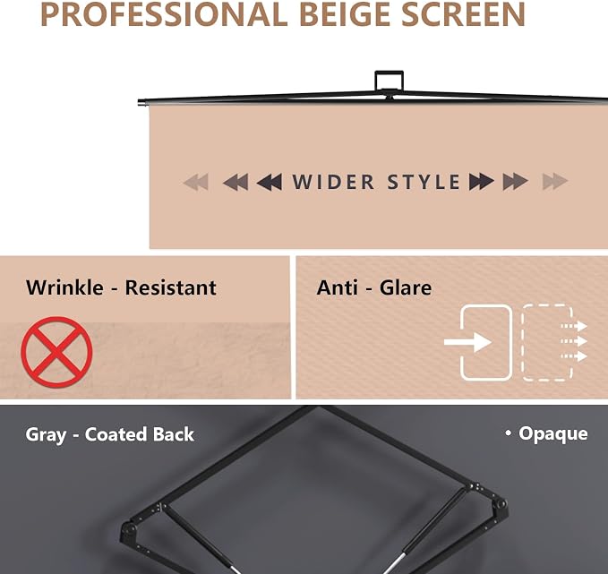 【Wider Style】 RAUBAY 78.7 x 82.7in Large Collapsible Beige Backdrop Screen | Portable Retractable Panel Photo Nude Background with Stand for Video Conference, Photographic Studio, Streaming - Image 4
