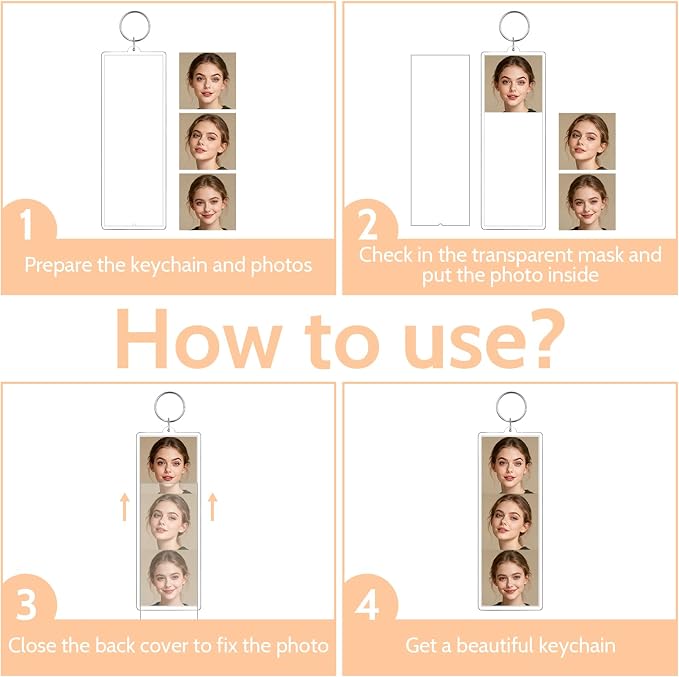 Acrylic Photo Keychain Bulk Set - Double Sided Picture Frame Keychain Holder - Image 3