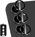 for Samsung Galaxy S24 Plus Camera Lens Protector, Individual Metal Ring Tempered Glass Lens Cover, [Strong Adsorption] Scratch Resistant Ultra-Thin HD Clear Lens Cover, 1 Set-Black Ring by Btscase