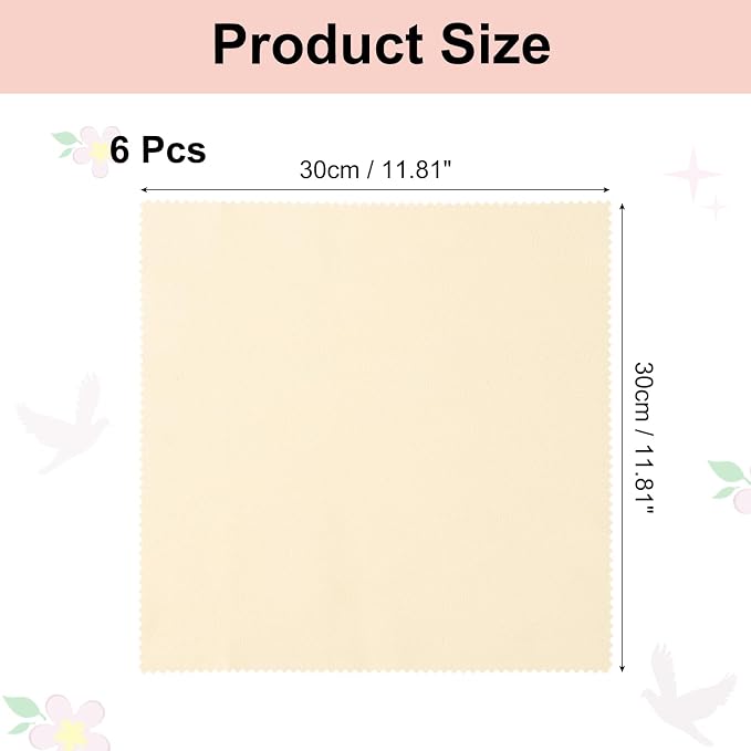 uxcell 6 Pcs Microfiber Cleaning Cloth for Glasses, 11.8 x 11.8 Inch Eyeglass Cleaning Cloth, Glasses Cleaner Wipes for Electronics Lenses Screens Cameras Cell Phones, Beige - Image 2