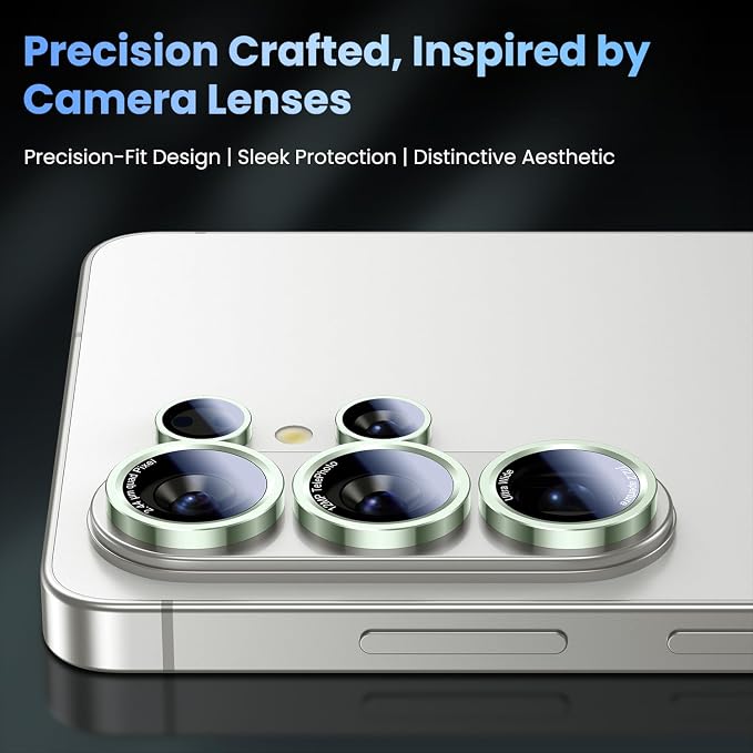 Uyiton for Samsung Galaxy S26 Ultra Camera Lens Protector, Unique Design | Case-Friendly, Ultra-Thin, Military-Grade Sapphire Glass with Aluminum Metal Rear Camera Screen Cover, Green - Image 3