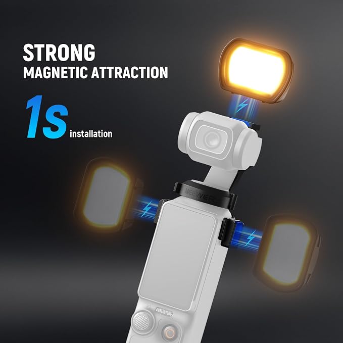 NEEWER Basics Magnetic Light Compatible with DJI OSMO Pocket 3 Xtra Muse | Gimbal Camera Auxiliary Light, USB C Rechargeable Mini LED Fill Lighting Attachment, Selfie Vlog Video Recording, M21 Black - Image 4