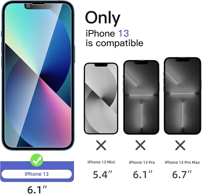 NEW'C 3x Privacy for iPhone 13 Screen Protector (6.1 inches)+ 3x Camera Lens Protector, Sensor Protection, Case Friendly Tempered Glass Film + Dust Plug- Enhanced Privacy Angle of 28 Degrees - Image 2