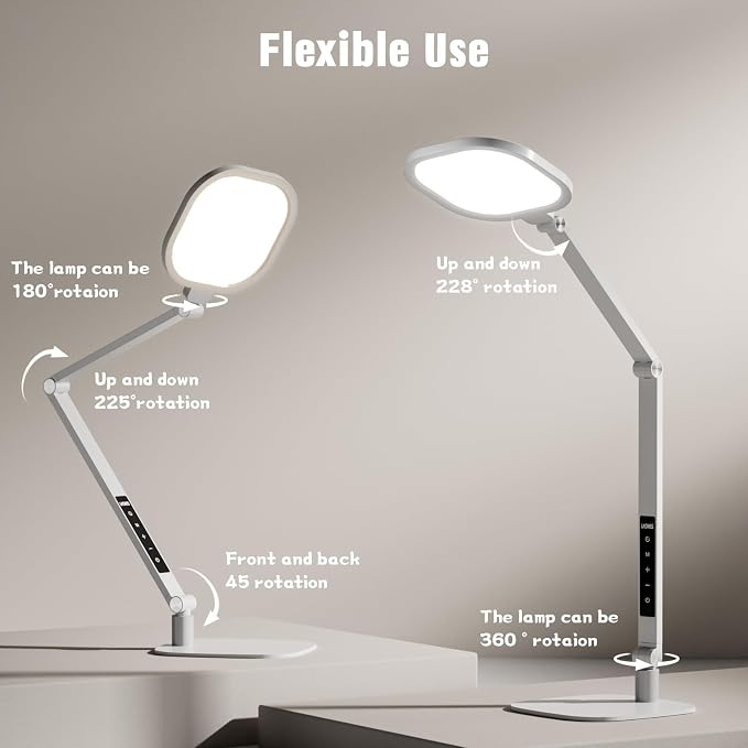 Eye-Care Desk Light for Video Calls Home Office-White | 15W LED Desk Lamp with CRI 97.8 Memory & Timer Function, 1200LM Dimmable Computer Light for Conference, Reading, Study - Image 3