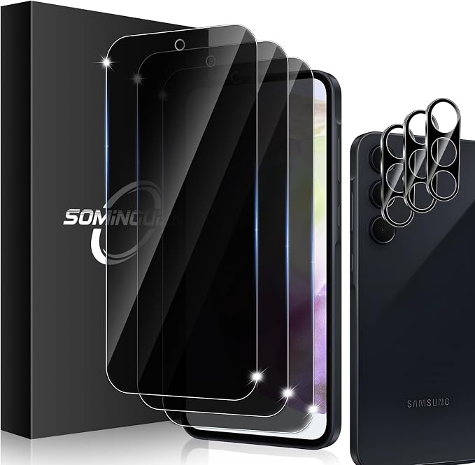 3+3 for Samsung Galaxy A35 5G Privacy Screen Protector Camera Protector | Tempered Glass Camera Lens Protector by SOMINGUIZN