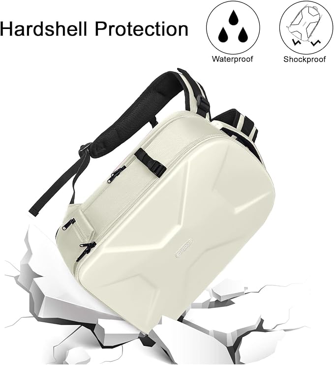 MOSISO Camera Backpack, DSLR/SLR/Mirrorless Photography Camera Bag | 15-16 inch Waterproof Hardshell Case with Tripod Holder&Laptop Compartment Compatible with Canon/Nikon/Sony, Beige - Image 4