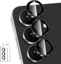 for Samsung Galaxy S25 FE Camera Lens Protector, Individual Metal Ring Tempered Glass Lens Cover, [Strong Adsorption] Scratch Resistant Ultra-Thin HD Clear Lens Cover, 1 Set-Black Ring by Btscase