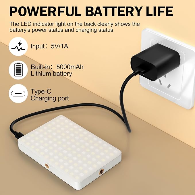 120 LED Selfie Light for iPhone, Portable Phone Light with Clip & Camera Tripod Adapter - 5000mAh Rechargeable, 3 Lighting Modes, CRI 97+ for Video Recording, TikTok, Tripod Mount Rings - Image 6