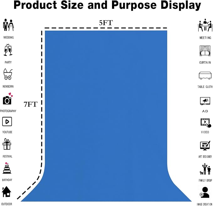 Royal Blue Photography Backdrop for Photoshoot, Fabric 5x7ft | Polyester Studio Photo Backgrounds, Non Reflective, Easy to Hang, for Portrait Shoot, Product, Party Decor, Video Creation - Image 8