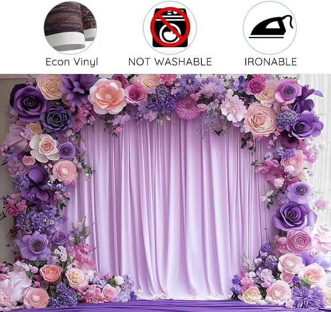12X10ft Purple Flower Wall Background Photography Lavender Backdrop for Parties Wedding, Girls Birthday Princess Weeding Bridal Shower Purple Floral Anniversary Ceremony Decor. - Image 8