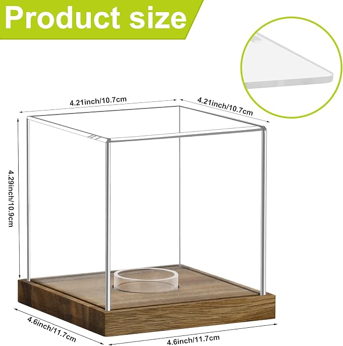 Clear Acrylic Softball Display Case with Wood Base, Memorabilia Stand Cube Holder, Dust Protection Transparent Storage Box for Single Ball Souvenir Softball Collections - Image 2