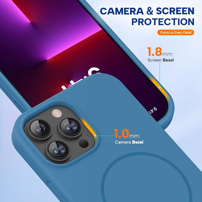 miracase Magnetic for iPhone 13 Pro Max Case, [Soft Anti-Scratch Microfiber Lining], Compatible with MagSafe, Liquid Silicone Shockproof Drop Protection Phone Case for 13 Pro Max, Capri Blue - Image 8