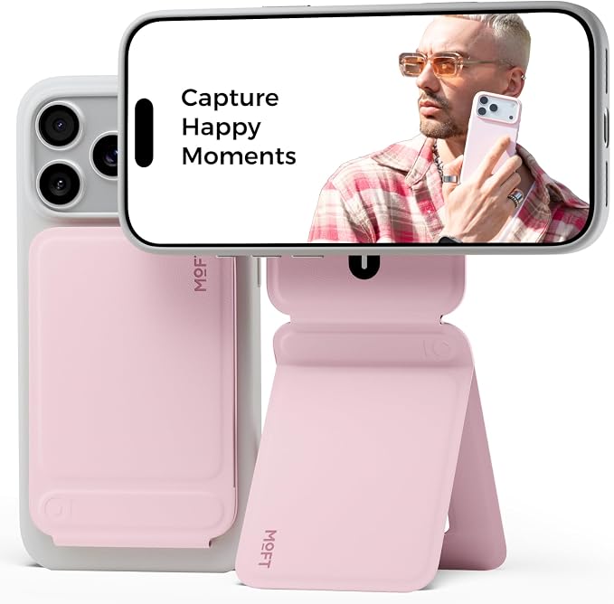 MOFT Phone Tripod Stand, Portable Selfie Stick for iPhone, Mulit-Angle | Pocket Size | Strong Magnets l MOVAS Leather | Magsafe Compatible | Easy to Charge | Stylish |For Content Creators by MOFT