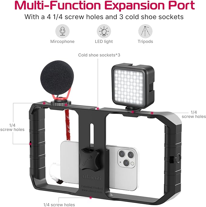 ULANZI U Rig Pro Smartphone Video Rig, Filmmaking Vlogging Case Phone Video | Stabilizer Grip Tripod Mount for Videomaker Film-Maker Video-grapher with Cold Shoe Mount for iPhone Samsung and More - Image 3