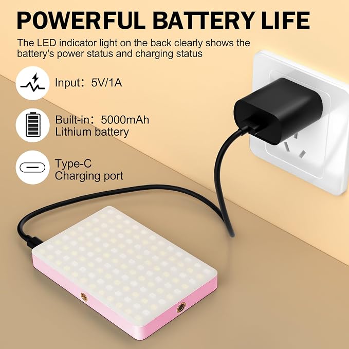 120 LED Selfie Light for iPhone, Portable Phone Light with Clip & Camera Tripod Adapter - 5000mAh Rechargeable, 3 Lighting Modes, CRI 97+ for Video Recording, TikTok, Tripod Mount Rings - Image 6