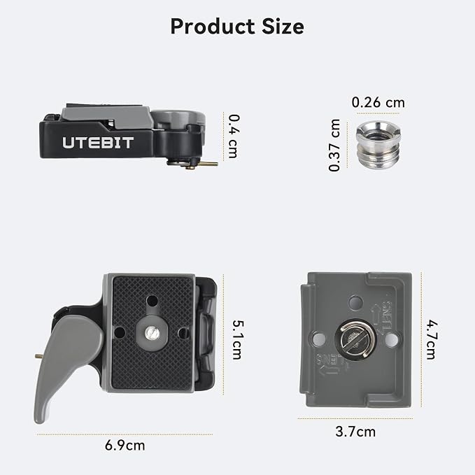 323 RC2 Quick Release Plate, with 1/4" and 3/8" Camera Screw, Grey | Aluminum Alloy Rapid Adapter Tripod Mount Plate Fit Only for Manfrotto Tripod - Image 6
