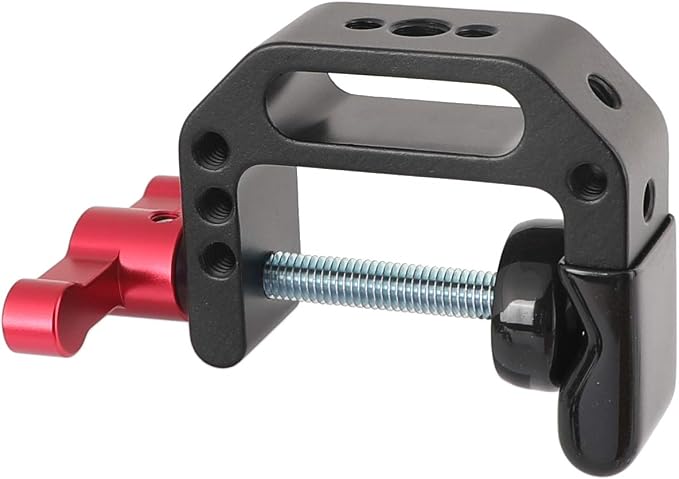 CAMVATE C Clamp with 1/4 and 3/8 thread hole for Camera Monitor(Red handle) by CAMVATE