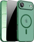 for iPhone Air Case with Privacy Screen Protector, Green | Full Camera Protection, Magnetic, Compatible with MagSafe, Translucent Matte Shockproof Phone Cover for iPhone 17 Air by ZOZDOKG