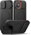 SURITCH for iPhone 12/12 Pro Case with Magnetic Camera Slide Cover and Adjustable Kickstand, Compatible with MagSafe, Shockproof Bumper Case Slim Protective Cover for iPhone 12/12 Pro 6.1 Inch, Black by SURITCH