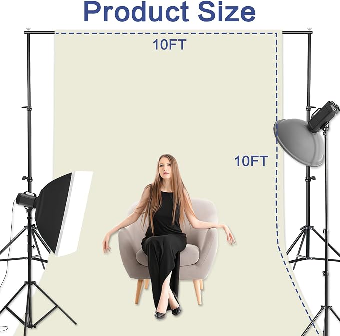 GFCC 10FTx10FT Ivory Backdrop Background for Photography Photoshoot | Non-Reflective, Polyester Curtain, Easy Hang, Multipurpose Screen for Studio Photo Booth, Video Recording, Portrait, Party - Image 3