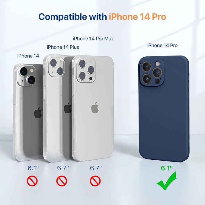 miracase Designed for iPhone 14 Pro Case, [Upgraded Camera Protection], Shockproof Liquid Silicone Rubber Phone Case Cover for 14 Pro 6.1 inch, Dark Blue - Image 7