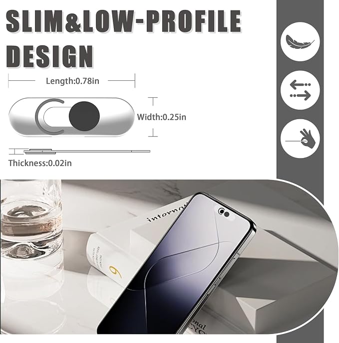 Front Camera Cover Compatible for Smartphones,Webcam Cover Compatible for Pixel/Galaxy/iPad,Protect Privacy and Security,Camera Slide Protection,2 Pack-Black - Image 7