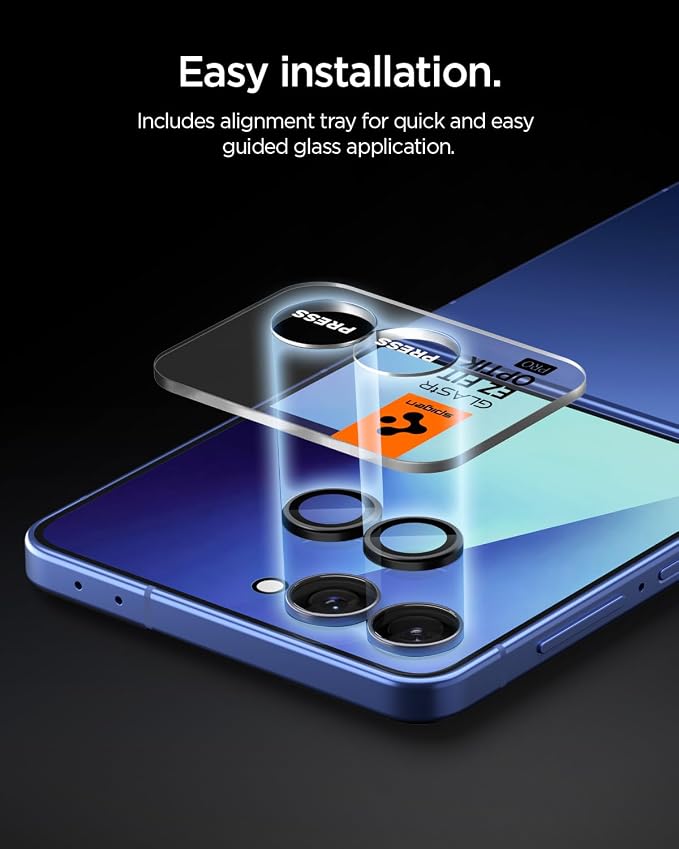 Spigen Camera Lens Protector for Galaxy Z Flip 8 / Galaxy Z Flip 7-2 Pack | GlasTR EZ Fit Optik Pro, 9H+ Tempered glass, Scratch resistant, Original photo quality, Auto-align tray, Case-friendly -Black - Image 4