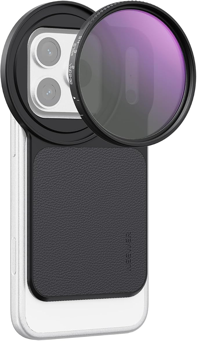 NEEWER 6.3" Magnetic Phone Lens Filter Mount Adapter Backplate Accessories with 67mm Variable Neutral Density Filter (ND 2-32) Compatible with MagSafe iPhone 12/13/14/15/16/17 & Pro Versions by Neewer
