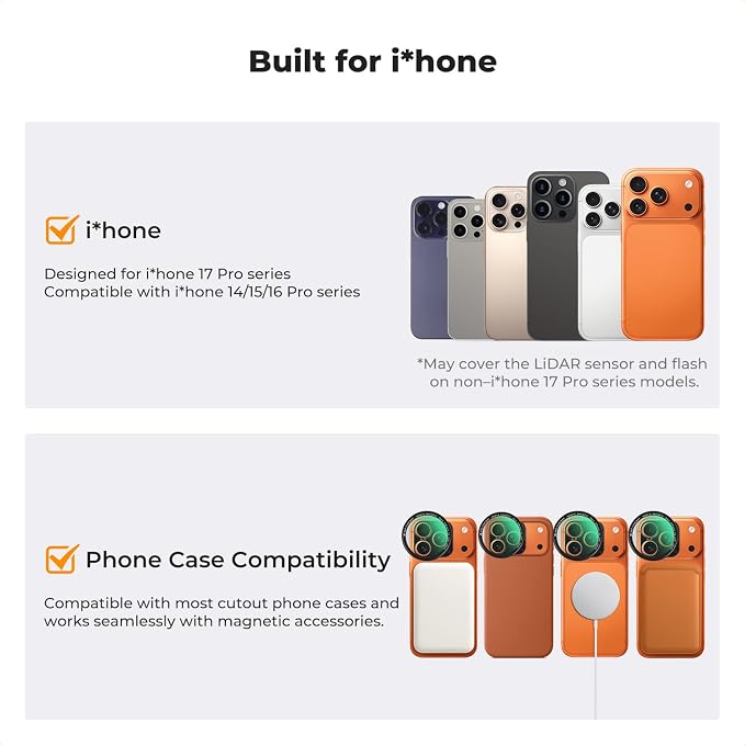 K&F CONCEPT Black Diffusion 1/4 Filter Compatible with iPhone 17-14 Pro/Max | 49mm Magnetic Black Diffusion 1/4 Lens Filter with Magnetic Press-Fit Mount, Softens highlights, Cinematic Aesthetic, FA302 - Image 7