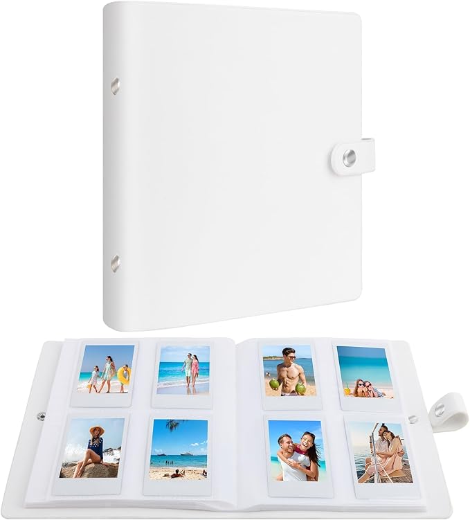 Ruibytree 320-Pocket PU Leather Photo Album for Instax Mini Camera, White | Gift-Ready Packaging, PU Leather Cover, Acid-Free Pages, Side-Loading Clear Pockets, Durable Binding, Easy Photo Viewing by 2x3PhotoAlbum4x6PhotoAlbum35x425PhotoAlbumGoPhotoAlbum85x11VinylStickerPaper