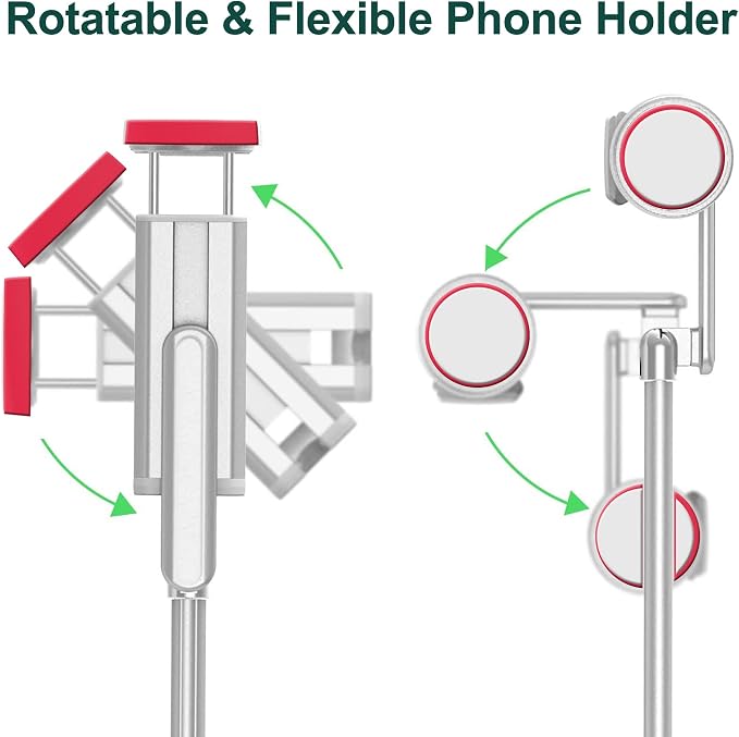 Selfie Stick, Foldable Cellphone Tripod with Remote, Travel Tripod for iPhone Series Android, Video Recording - Pink - Image 8