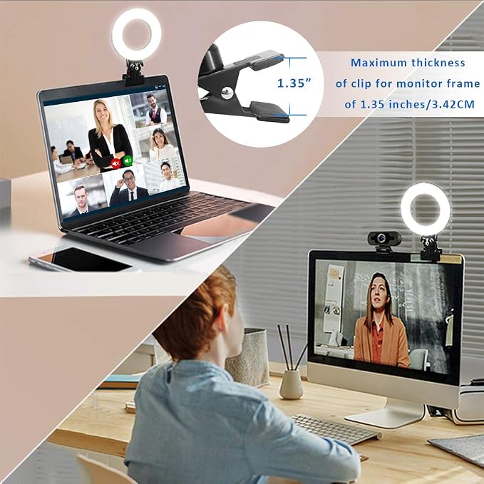 Video Conference Lighting Kit, Ring Light for Monitor Clip On | for Remote Working, Distance Learning,Zoom Calls, Self Broadcasting and Live Streaming, Computer Laptop Video Conferencing - Image 4